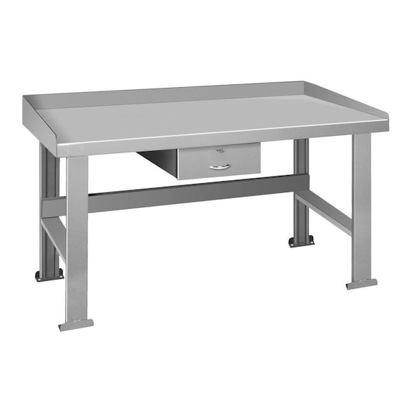 Pucel Workbench with Back and End Stop and Drawer, 24 in D x 60 in W, Gray BD-2460 - main