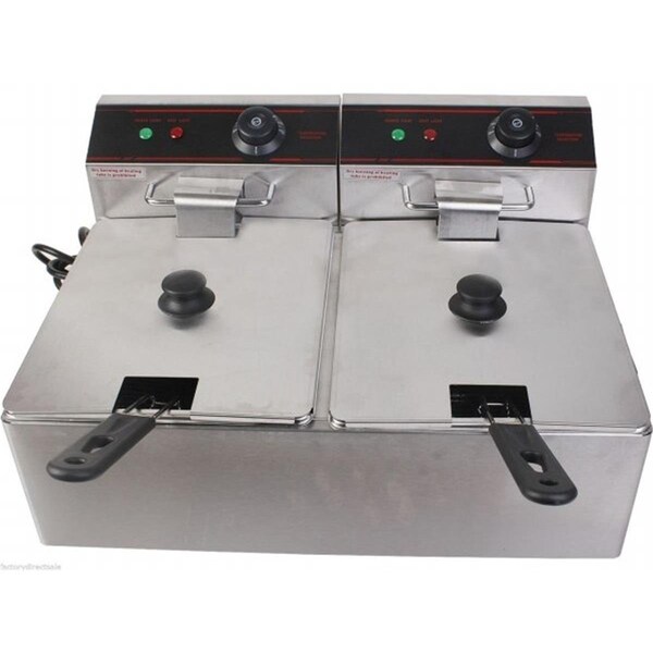 Eat-In Tools Deep Fryer 5000 watt Electric Countertop Dual Tank Stainless Commercial Restaurant EA2629083 - main