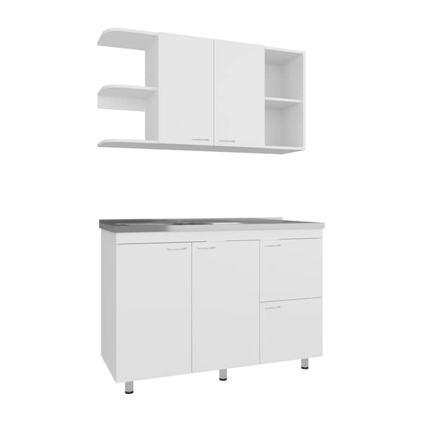 Homeroots Set Of Two White Wood China Cabinet 733383 - main