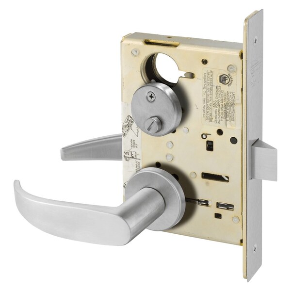 Sargent Grade 1 Privacy Bath/Bedroom Mortise Lock, P - Lever, LN - Rose, Field Reversible, ASA Strike, Sati 8265 LNP 26D - main