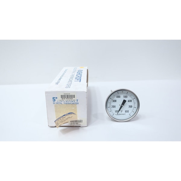 Ashcroft BIMETAL THERMOMETER 5IN 1/2IN 9IN NPT 100-800F 7QA-25663-015 50EI60E090 - main