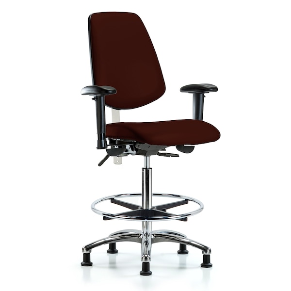 Blue Ridge Ergonomics Clean Room Chair Vin Hi Ben Chair, Med, Bk, Burg, CL100, Adjustable Arms, 26" to 35-1/2" Height, Vinyl BR-NCR-VHBCH-MB-CR-T1-A1-CF-RG-8569 - main