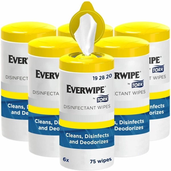 Tork Disinfectant Wipe, Canister, Lemon, White, 6 PK 192820 - main