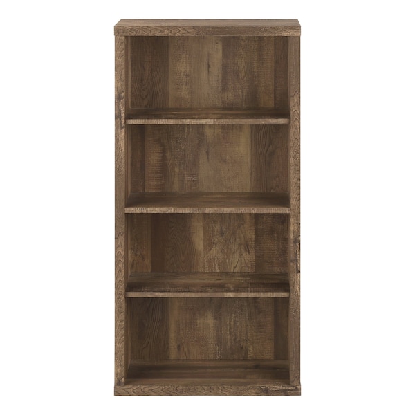 Homeroots 48" Brown Distressed Wood Adjustable Four Tier Bookcase 333505 - main