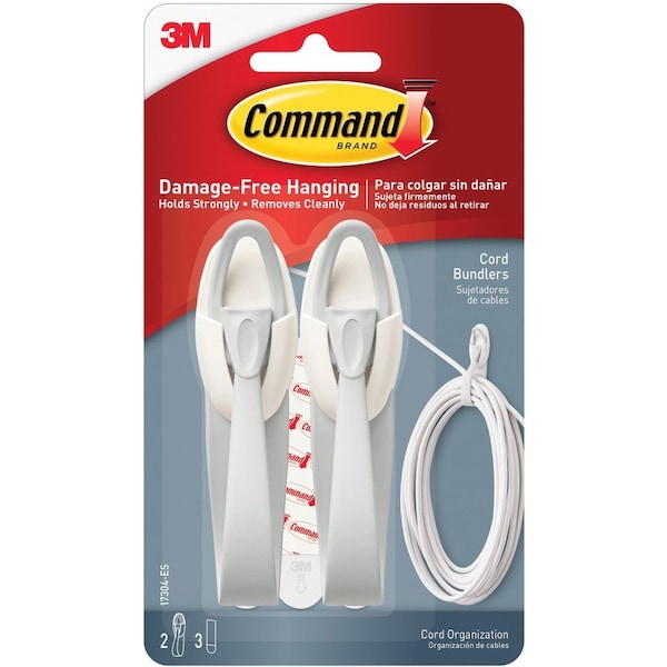 Command Cord Bundler Hook, Molded Plastic, 1In, PK2 17304 - main