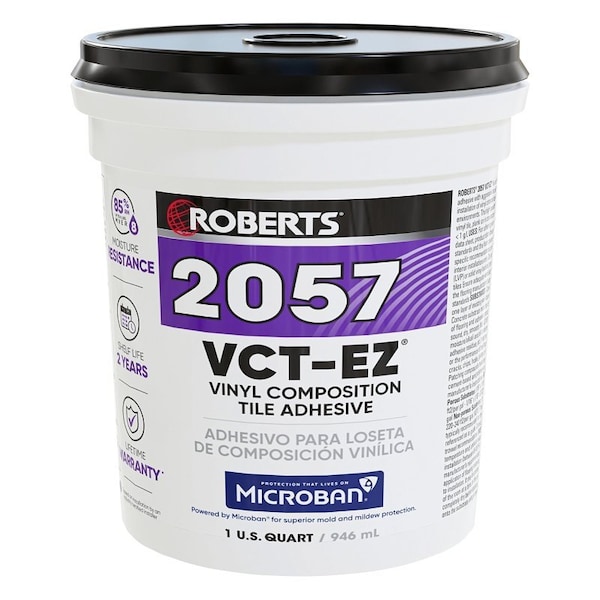 Roberts Adhesive, Paste, Non-Offensive, Very Mild, Creamy Tan, 1 qt Pail 2057-0 - main