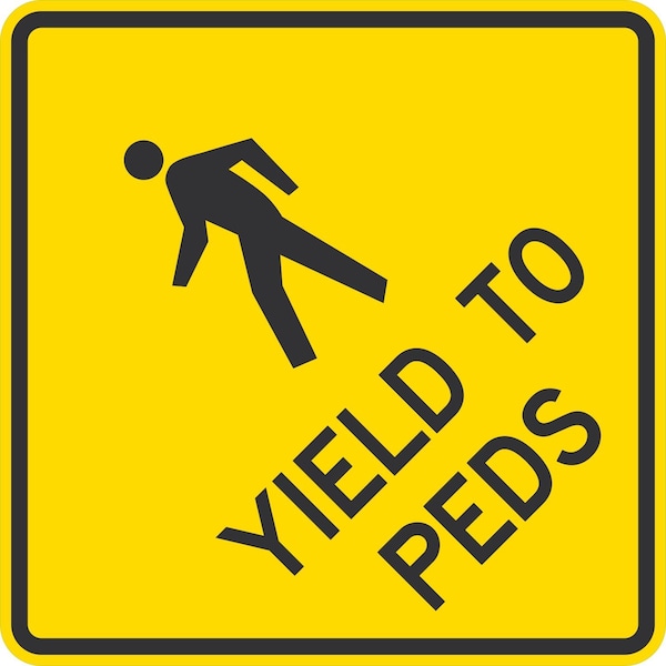 Lyle Yield to Peds (w/sym), 30x30, High Intensity Prismatic, Yellow G-15390-HI_30x30 - main