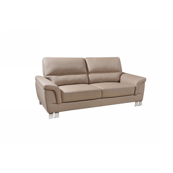 Homeroots 82" Beige Faux Leather Sofa With Silver Legs 329558 - main