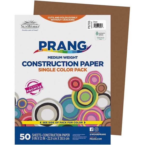 Sunworks Construction Paper, Brown, 50PK PAC6703 - main