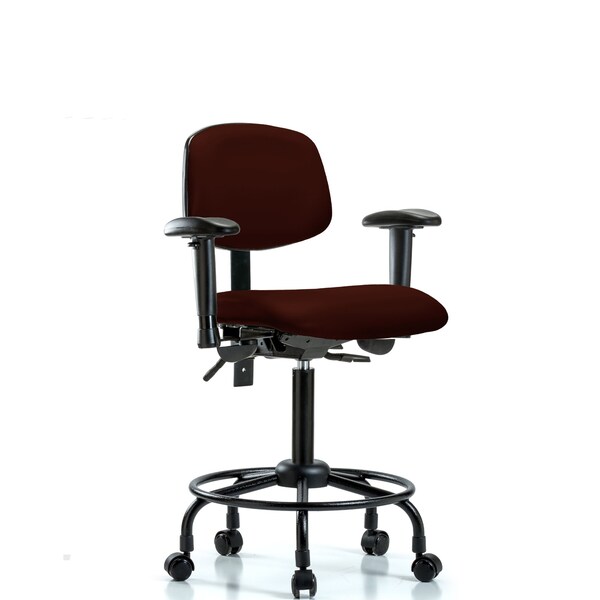 Blue Ridge Ergonomics Bench Chair, Vinyl, RT, AA, Casters, Burg, 6-Way Adjustable, 23" to 31" Height, Burgundy BR-VMBCH-RT-T0-A1-RC-8569 - main