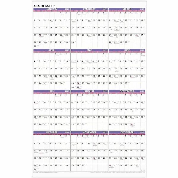 At-A-Glance Yearly Wall Calendar, Vertical PM1228 - main