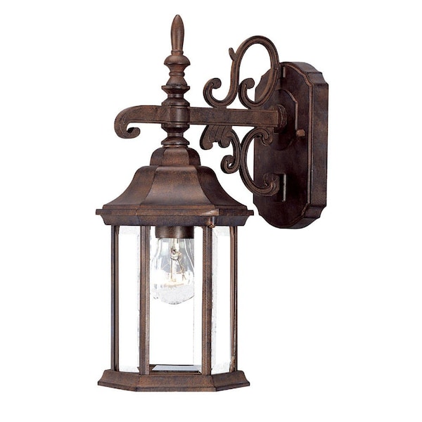 Homeroots Petite Brown Domed Hanging Glass Lantern Wall Light 398586 - main