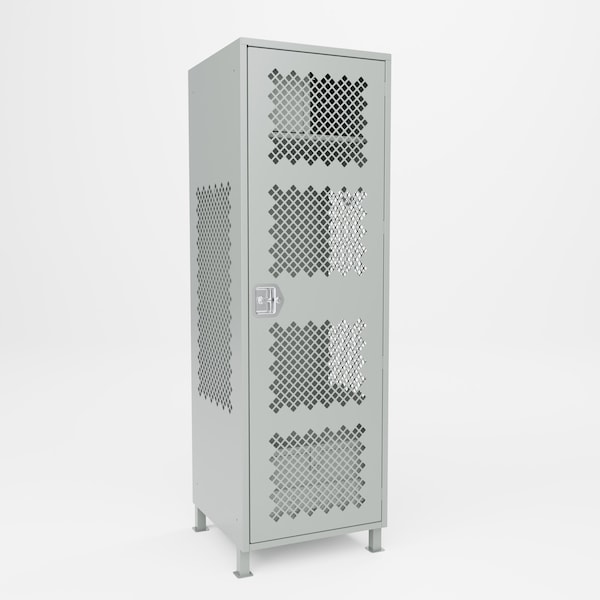 Pucel Athletic Gear Locker, 24inWx72inHx24inD, Perforated Door, Top Cabinet, Foot Locker, 4inLegs, Gray GL-2472-24-DTFL - main
