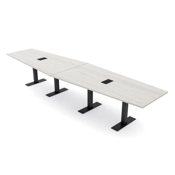Skutchi Designs 14 Person Conference Table With Power Unit | 14' Hexagon Table | Harmony Series HAR-HEX.IR-48X168-T.BK-K458-EBLK - main