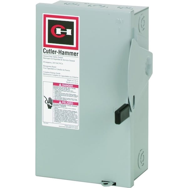 Eaton Cutler-Hammer Fusible, Safety Switch, General Duty, 240V, NEMA 1 DG221NGB - main