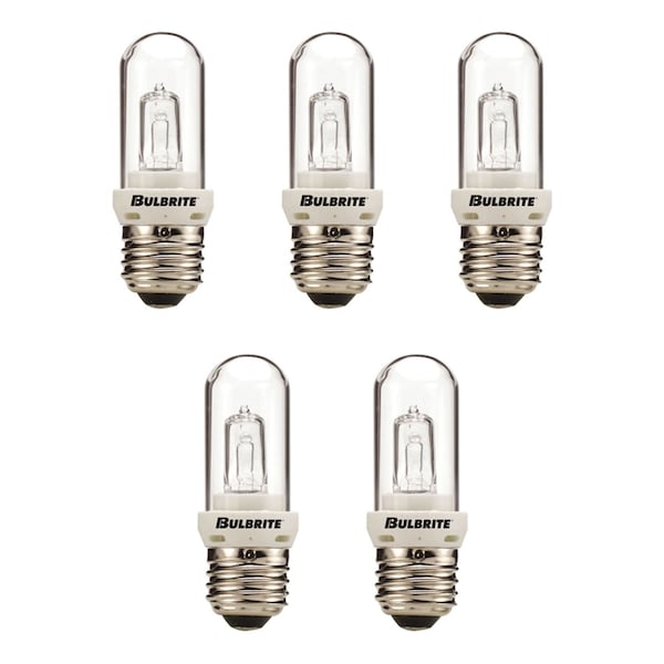 Bulbrite Mini 100w T8 Medium Screw Base E26 Clear Dimmable Soft White 2900K Halogen Light Bulb, 5PK 861993 - main