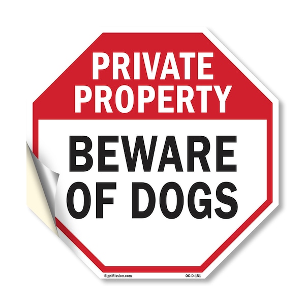 Signmission Private Property Beware of Dogs, 18 Inch X 18 Inch, Vinyl Decal OC-D-18-151 - main