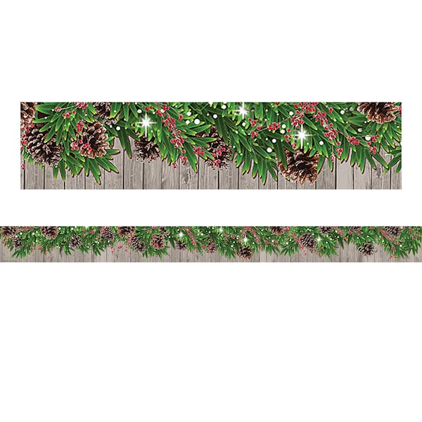 Teacher Created Resources Winter Pine Cones Straight Border Trim, 35 Feet Per Pack, 6PK TCR8456 - main