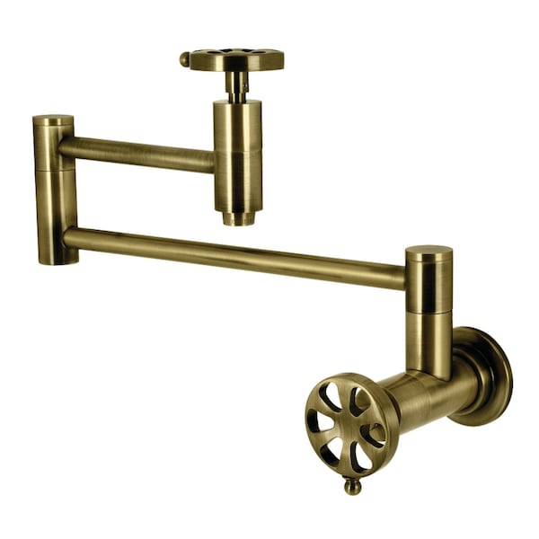 Kingston Brass Wall Mount Pot Filler Faucet, Antique Brass KS8103RX - main