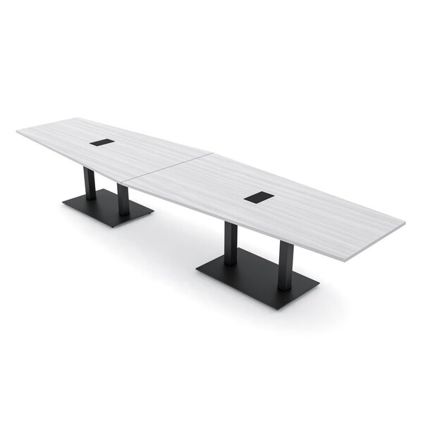 Skutchi Designs Hexagon Conference Table With Power Unit, 48 in W, 168 in L, White HAR-HEX.IR-48X168-DOU.BK-WA7976-EBLK - main