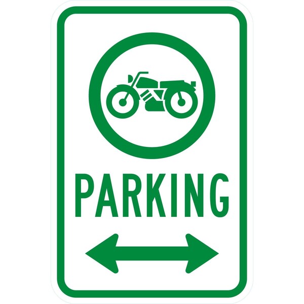 Lyle Motorcycle Parking <---> (W/Sym), 12x18, Diamond Grade, White G-2728-DG_12x18 - main