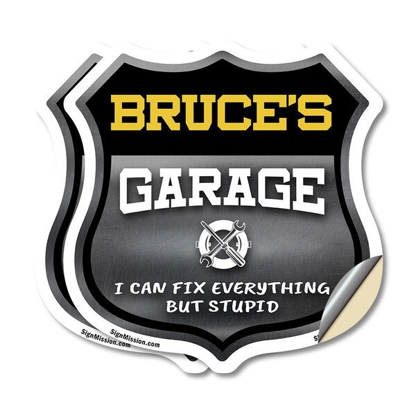 Signmission Bruce's Garage I Can Fix Everything But Stupid, 6 inch X 6 inch, Vinyl Decal, 2PK SHI-D-2PACK-6-490-BRUCE - main