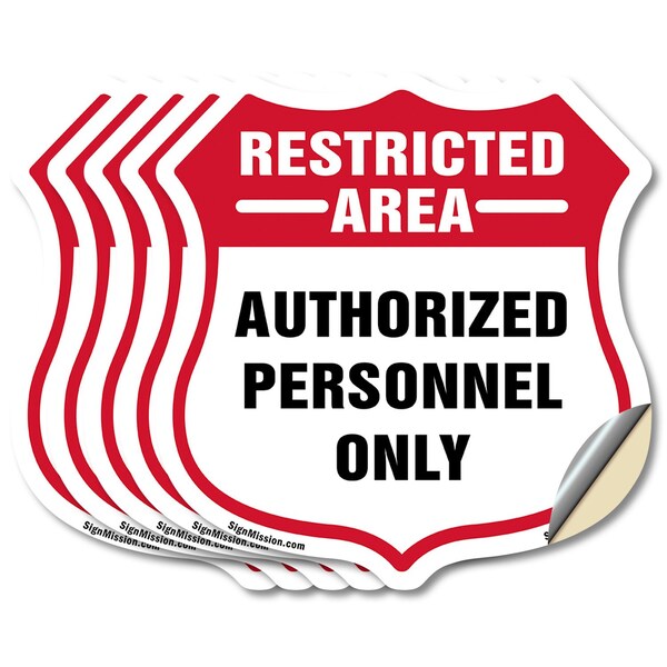 Signmission Restricted Area Shield Sign Authorized P, 6 inch X 6 inch, Vinyl Decal, 5PK SHI-D-5PACK-6-456 - main