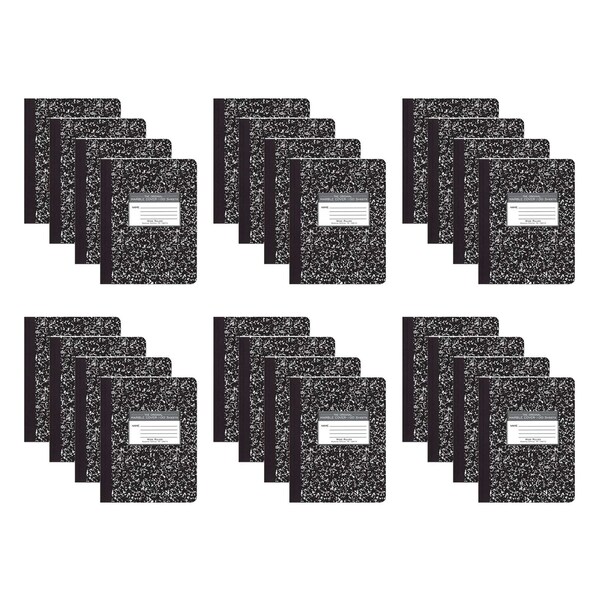 Roaring Spring Case of Black Marble Comp Notebooks, Wide Ruled, 100 sht, 15 lb White Paper, 9.75"x7.75", Hard Cover, PK24 77230cs - main