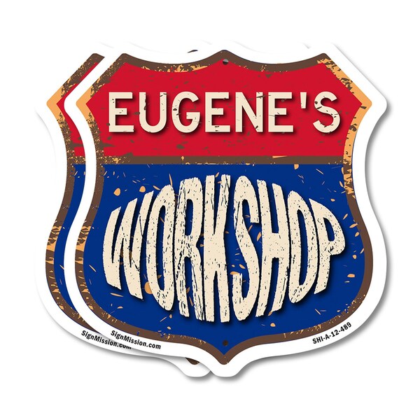 Signmission Eugene's Workshop, 12 inch X 12 inch, Plastic Sign, 2PK SHI-P-2PACK-12-489-EUGENE - main