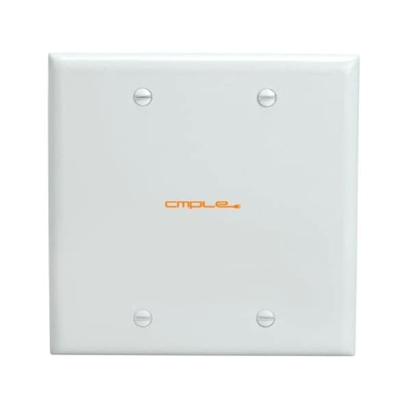 Cmple Blank 2 Gang Thermoplastic Panel Wall Plate GFCI, White 232-N - main