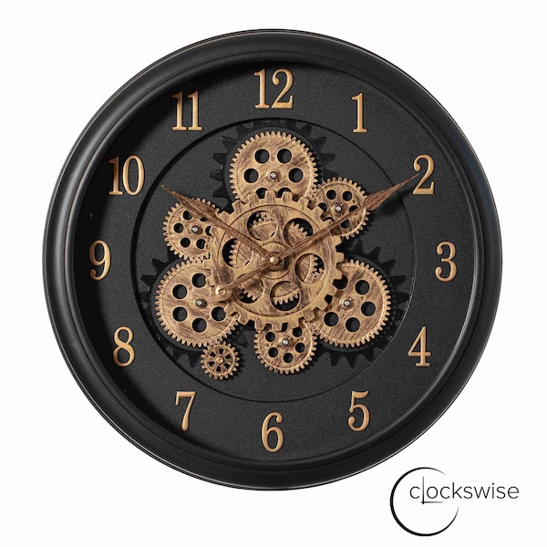 Clockswise 16ft Industrial Exposed Rotating Gear Wall Clock Steampunk Aesthetic with Vintage-Inspired Design QI004809 - main
