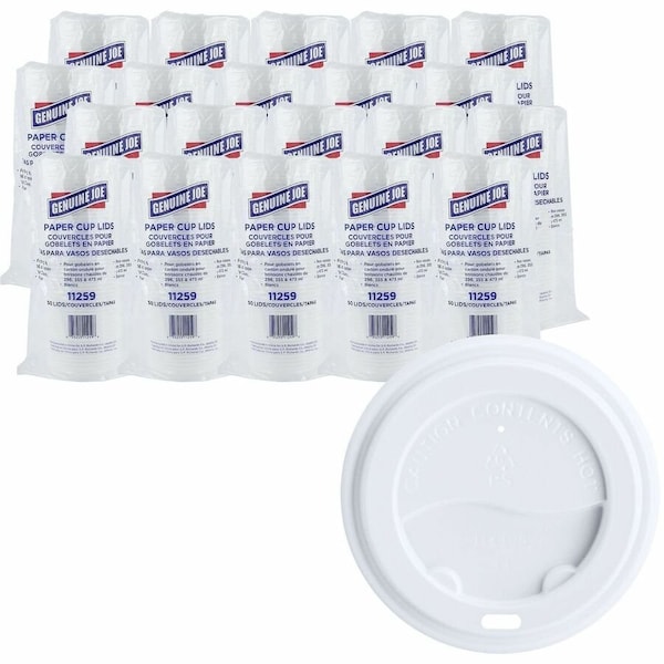 Genuine Joe Hot Cup Polystyrene Lids - Fits 10 oz, 12 ozm 16 oz, 20 oz - White, 1000PK GJO11259CT - main