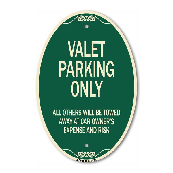 Signmission Valet Parking Only All Others Will Be Towed A, 12 Inch X 18 Inch Designer, Heavy Gauge Aluminum A-OV-G-1218-9744 - main