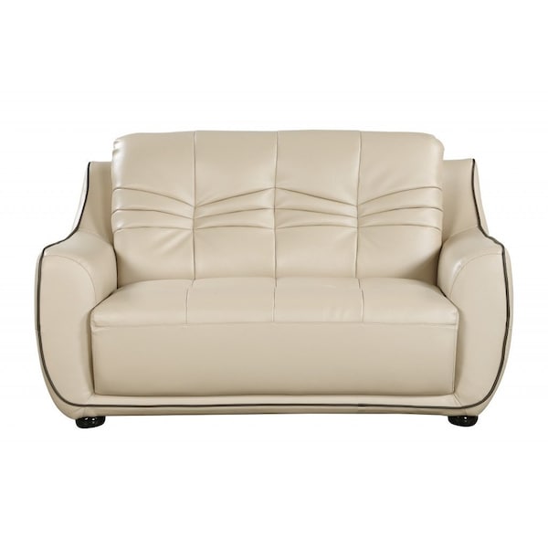 Homeroots 69in Beige And Black Faux Leather Love Seat 329508 - main