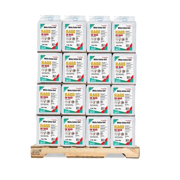 Supremeplus Recycled White Knit T-Shirt Cleaning Rags, 800 lbs. Pallet, 160 x 5 lbs. Bags, 160PK SP-8162 - main