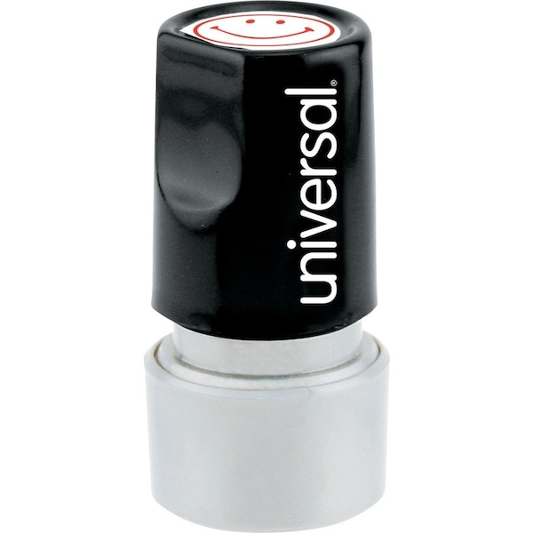 Universal Round Message Stamp, SMILEY FACE, Pre-Inked/Re-Inkable, Red UNV10080*** - main
