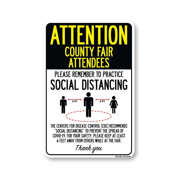 Signmission PSA County Fair Attendees Practice Social Distancing 10in X 7in Wall Graphic, OS-NS-RD-710-25378 OS-NS-RD-710-25378 - main