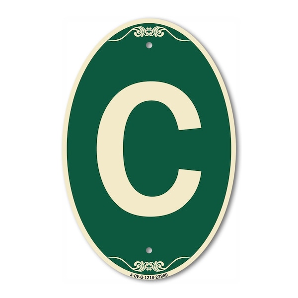 Signmission Letter C, 12 Inch X 18 Inch Architectural Oval, Heavy Gauge Aluminum A-OV-G-1218-22960 - main