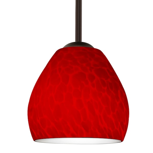 Besa Lighting Besa Bolla Stem Pendant, Red Cloud, Bronze Finish, 1x 9W LED 1TT-4122RC-LED-BR - main