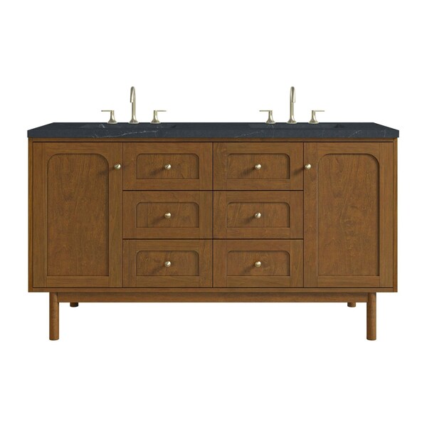 James Martin Vanities Laurent 60" Double Vanity, Honey Oak w/ 3 CM Charcoal Soapstone Silestone Top 545-V60D-HNO-3CSP - main