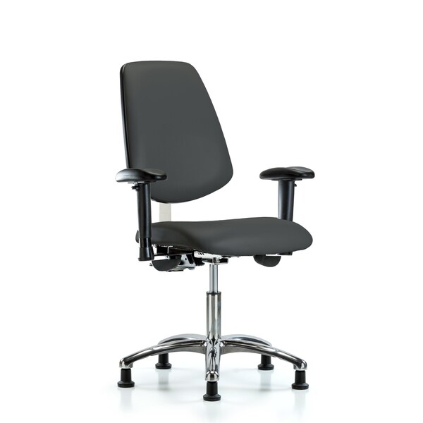 Blue Ridge Ergonomics Clean Room Chair Vin Desk Chair, Med, Bk, Gld, Gry, CL100, Adjustable Arms, 18" to 23" Height, Vinyl BR-NCR-VDHCH-MB-CR-T0-A1-RG-8605 - main