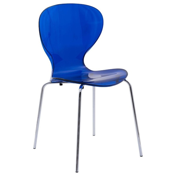 Leisuremod Modern Oyster Transparent Side Chair, Transparent Blue OC17TBU - main