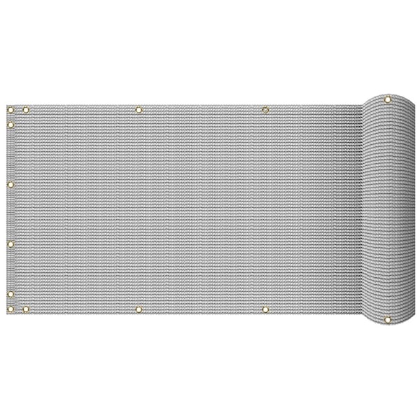 Wrightmaster 3 ft. x 15 ft. Grey Balcony Privacy Fence Screen with UV Blockage for Balcony Porch Patio Deck Yard ZR-0315GY - main