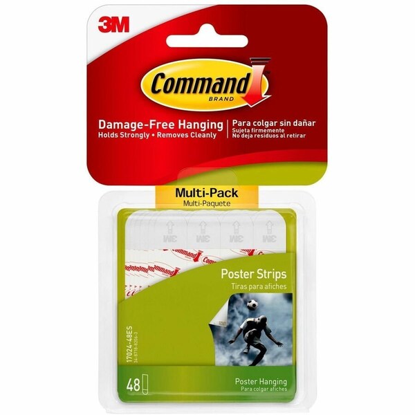 Command Poster Strips MultiPack, White, 48PK MMM1702448ES - main