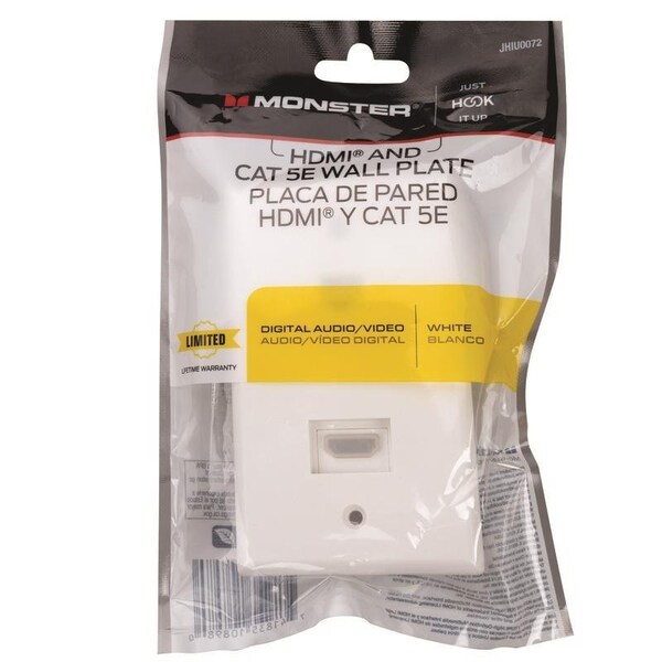 Monster Cable Just Hook It Up White 1 gang Plastic HDMI Wall Plate JHIU0072 - main