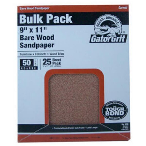 Gator Finishing 4222 9 in. x 11 ft. 320 Grit Garnet Sandpaper, 25PK AL576340 - main