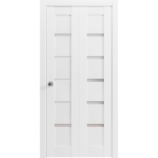 Sartodoors Sliding Closet Bi-fold Doors White Solid Core Modern Interior QUADRO4117BF-WS-60 x 96 (2* 30x96) - main
