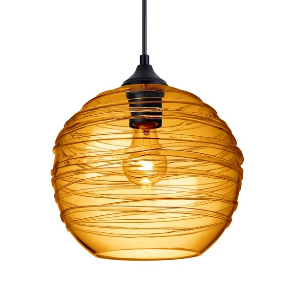 Besa Lighting Besa Wave 10 Outdoor Pendant, Amber, Black Finish, 1x 8W LED Filament OP-462782-BK - main
