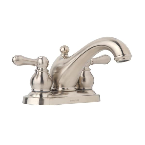 Symmons Allura 4 Inch Centerset Two Handle Bathroom Faucet with Drain Assembly (1.2 GPM) SLC76221.2-STN - main