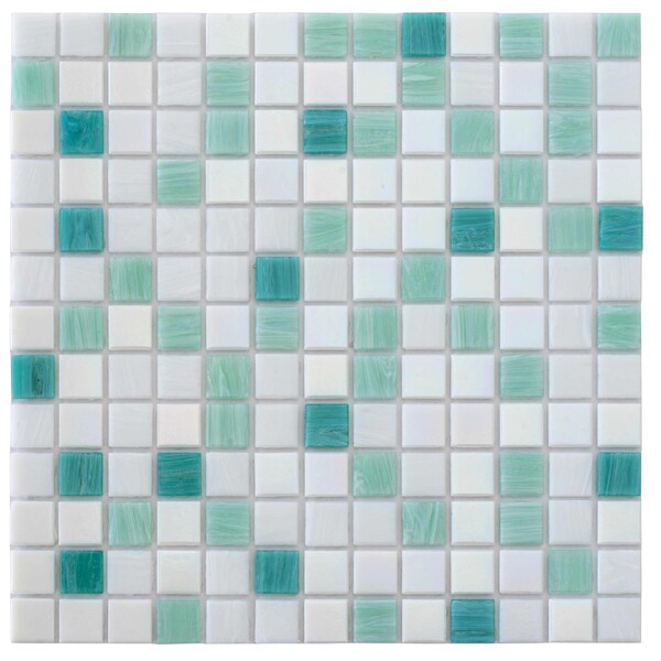 Apollo Tile Mingles 12 in. x 12 in. Glossy White and Green Glass Mosaic Wall and Floor Tile 20 sqft/case, 20PK APLSALVIAMIX1 - main